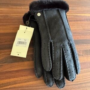 Uggs Women's Suede Black Gloves NWT